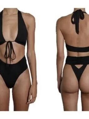 NWT Riot Swim Toka Bikini Thong Bottom Black S